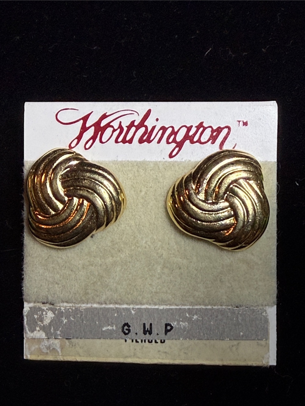 Worthington Vintage Shiny Gold Tone Twisted Knot Earrings NWT